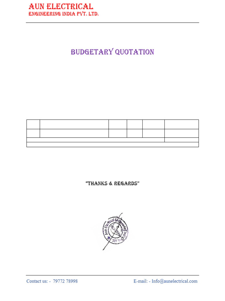 Aun Bugdetary Quotation Siren | PDF