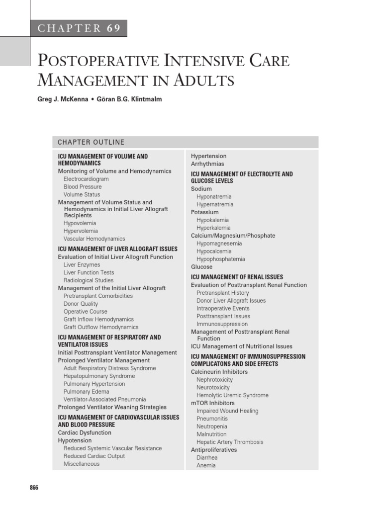 Postoperative Intensive Care | PDF | Liver | Hemodynamics