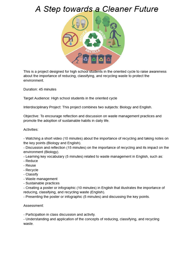 High School Waste Management Project | PDF