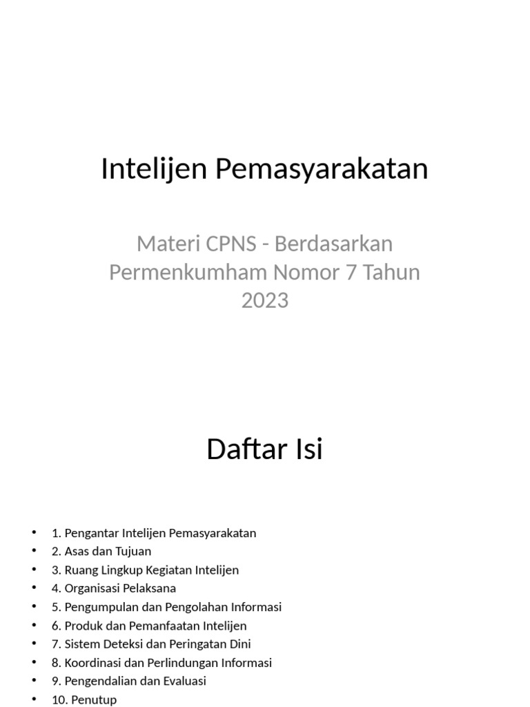 Kegiatan Intelijen Pemasyarakatan 2023 | PDF