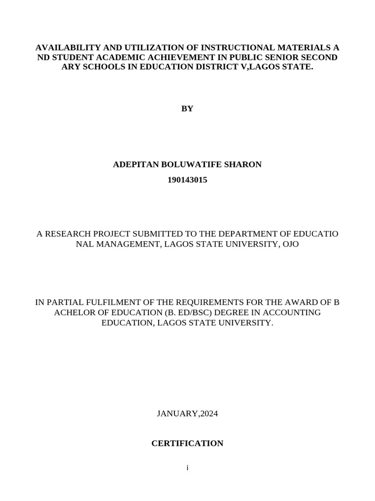 Impact of Instructional Materials on Student Achievement | PDF ...