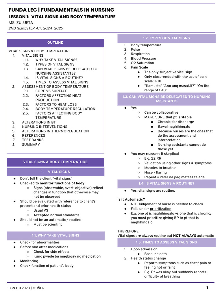 Vital Signs and Body Temperature Guide | PDF | Fever | Thermoregulation