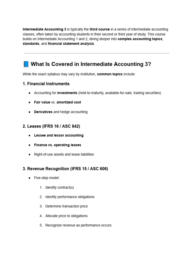 Intermediate Accounting 3 Overview | PDF | Accounting | International ...