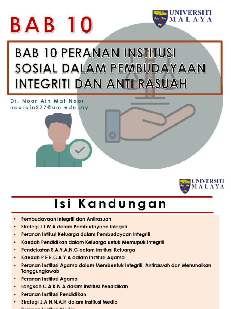 Bab 10 Peranan Institusi Sosial Dalam Pembudayaan Integriti Dan Anti ...