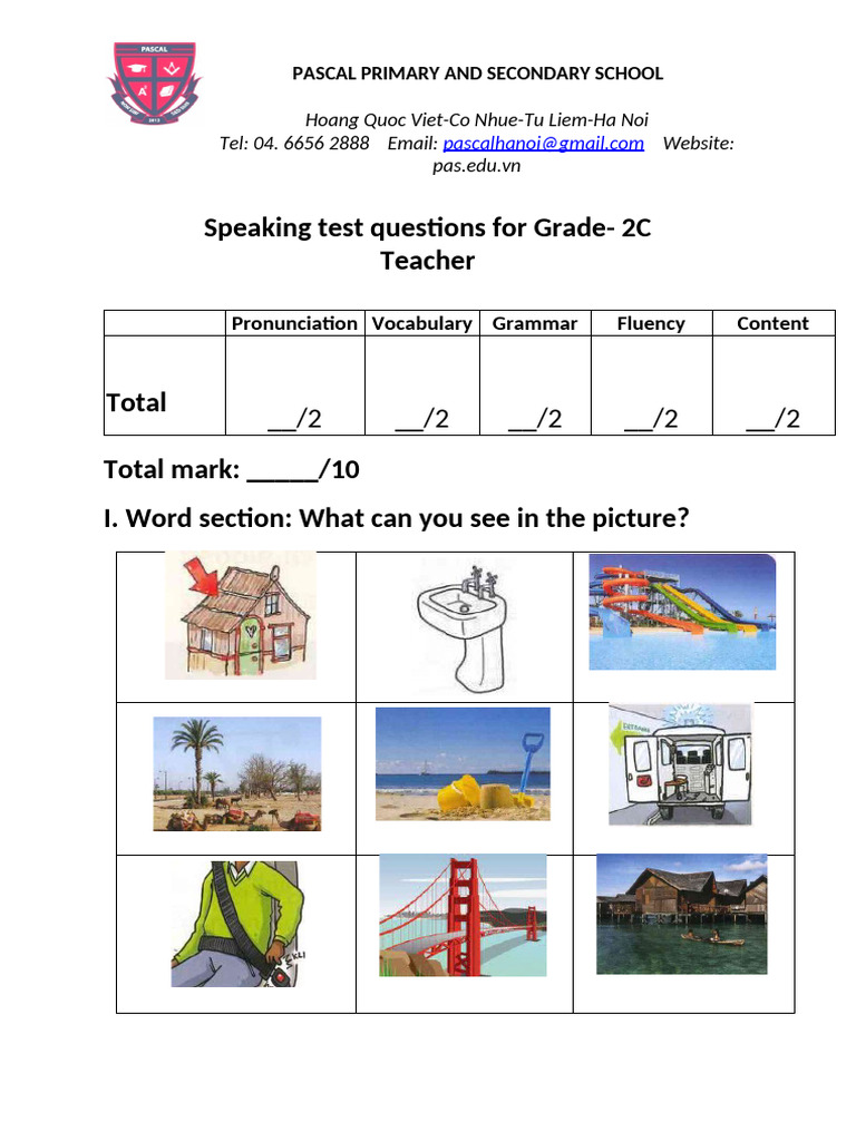 2C 2nd Term Speaking Test | PDF