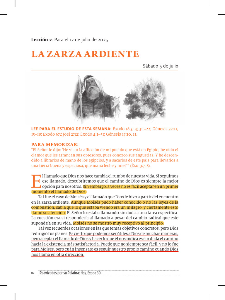 Lecciones De La Zarza Ardiente Pdf Moisés Libro Del éxodo 