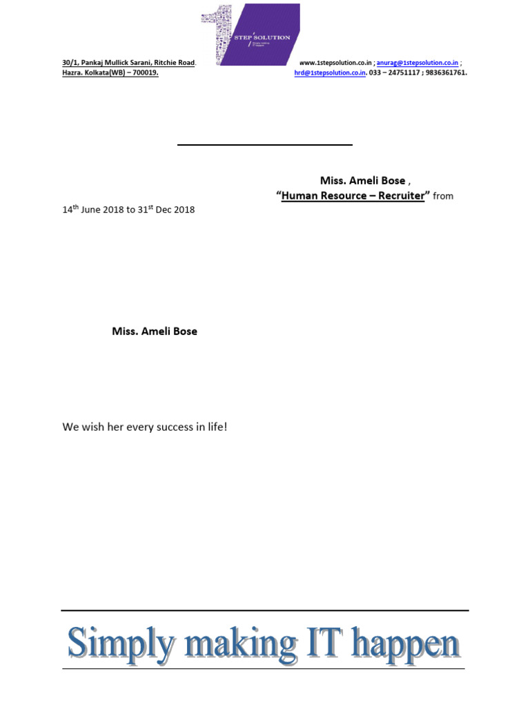 Reference Letter for Miss Ameli Bose | PDF