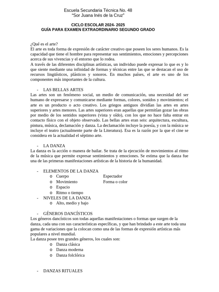 Guía de Arte y Danza para Segundo Grado | PDF | Bailes | Arte fino