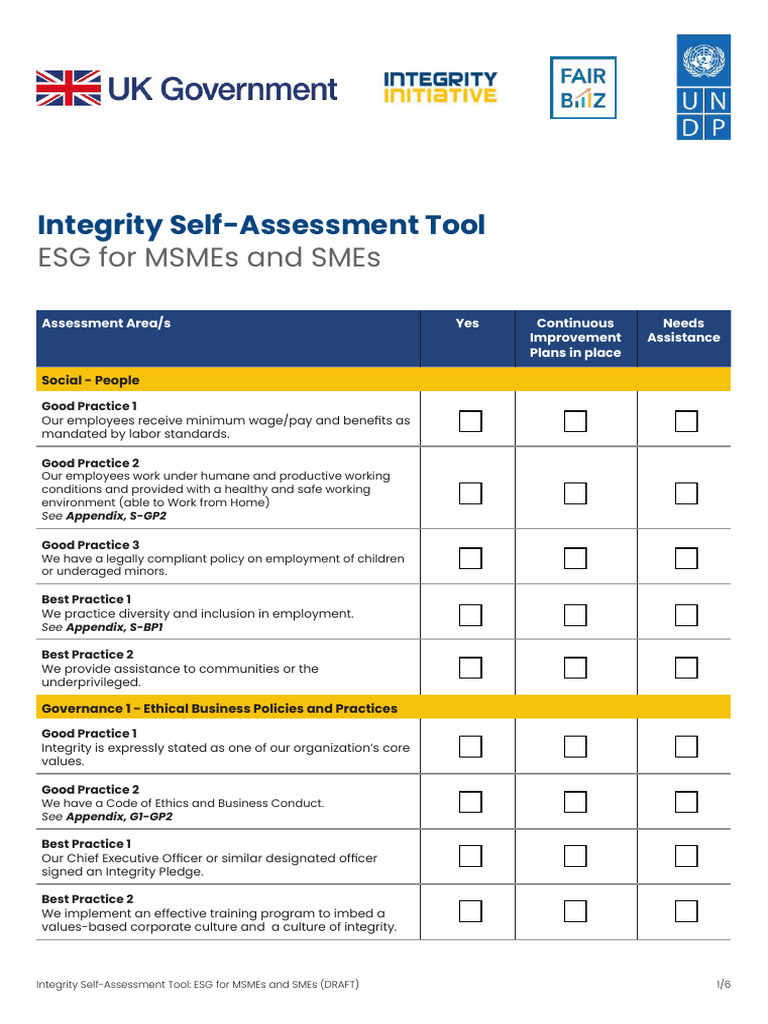 ESG Integrity Assessment Tool for SMEs | PDF | Taxes | Employment
