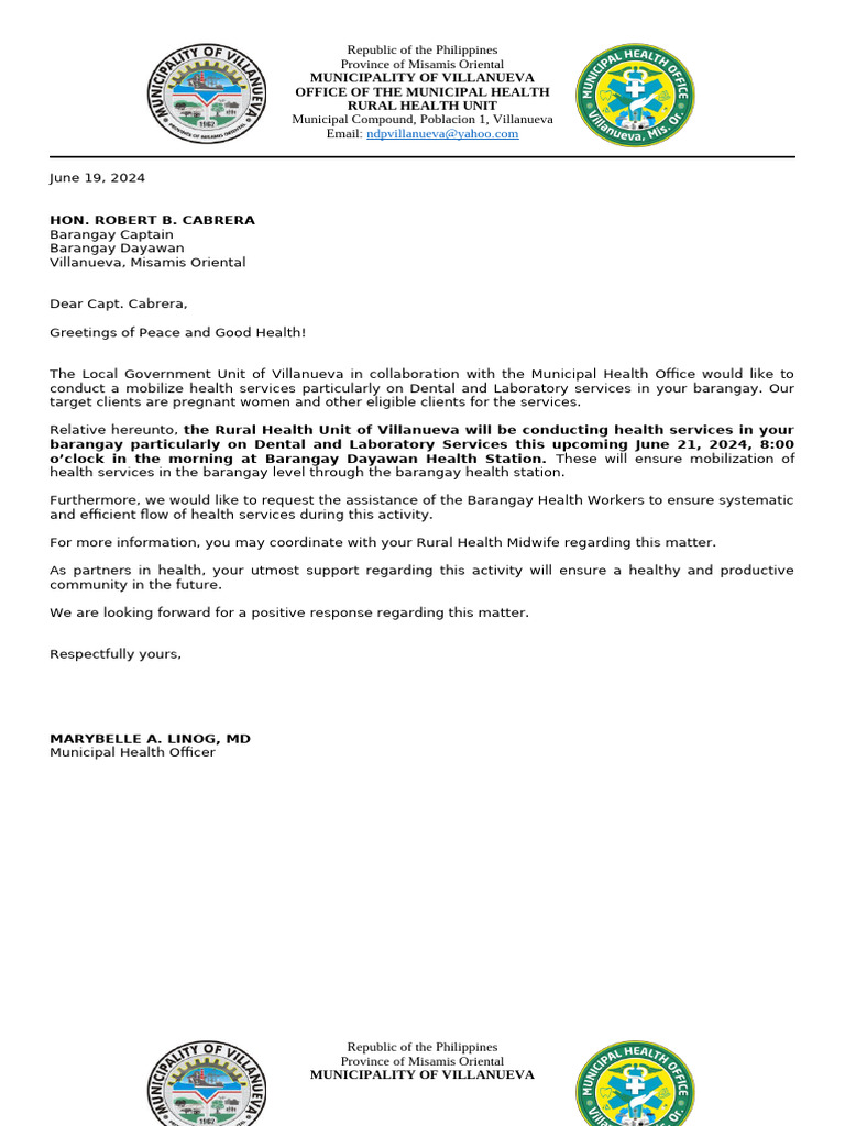 Barangay Health Services Mobilization | PDF