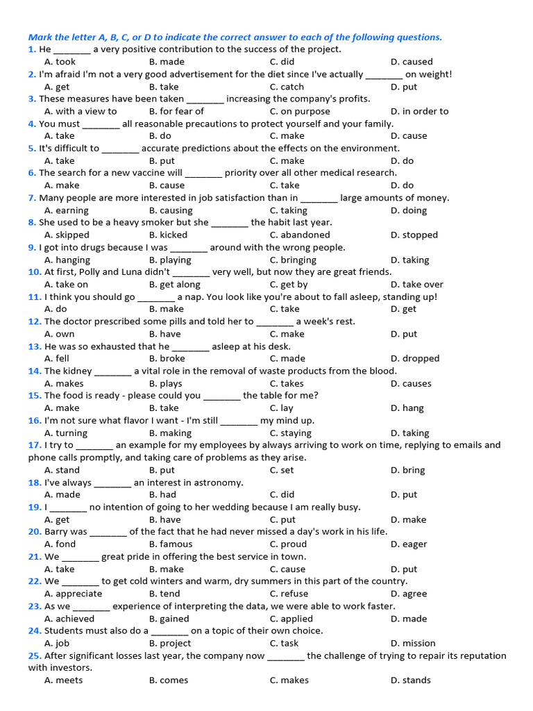 Collocation Practice Exercises | PDF