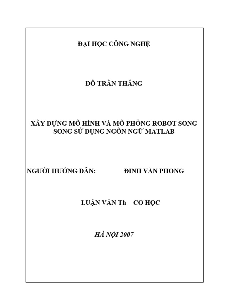 Luận Văn Xây Dựng Mô Hình Và Mô Phỏng Robot Song Song Sử Dụng Ngôn Ngữ ...