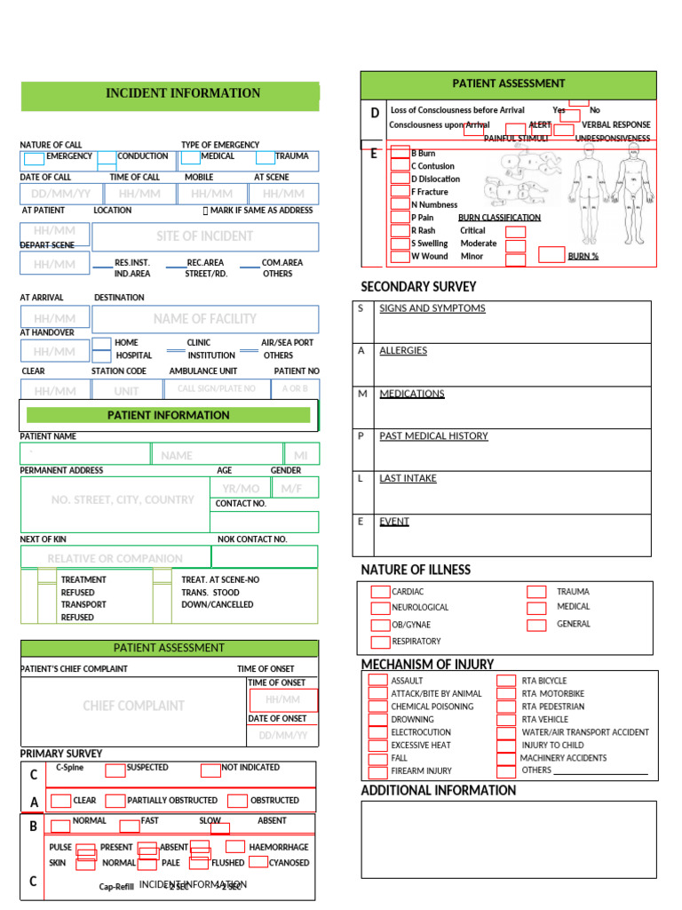 EMS Patient Care Report Template | PDF | Cardiopulmonary Resuscitation ...