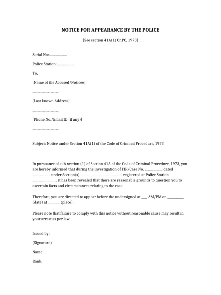 Notice Under 41A CrPC | PDF
