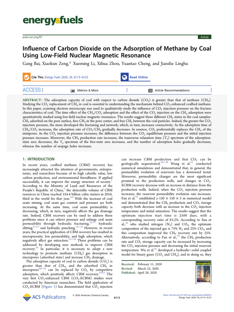CO2 Impact on Methane Adsorption in Coal | PDF | Coalbed Methane ...