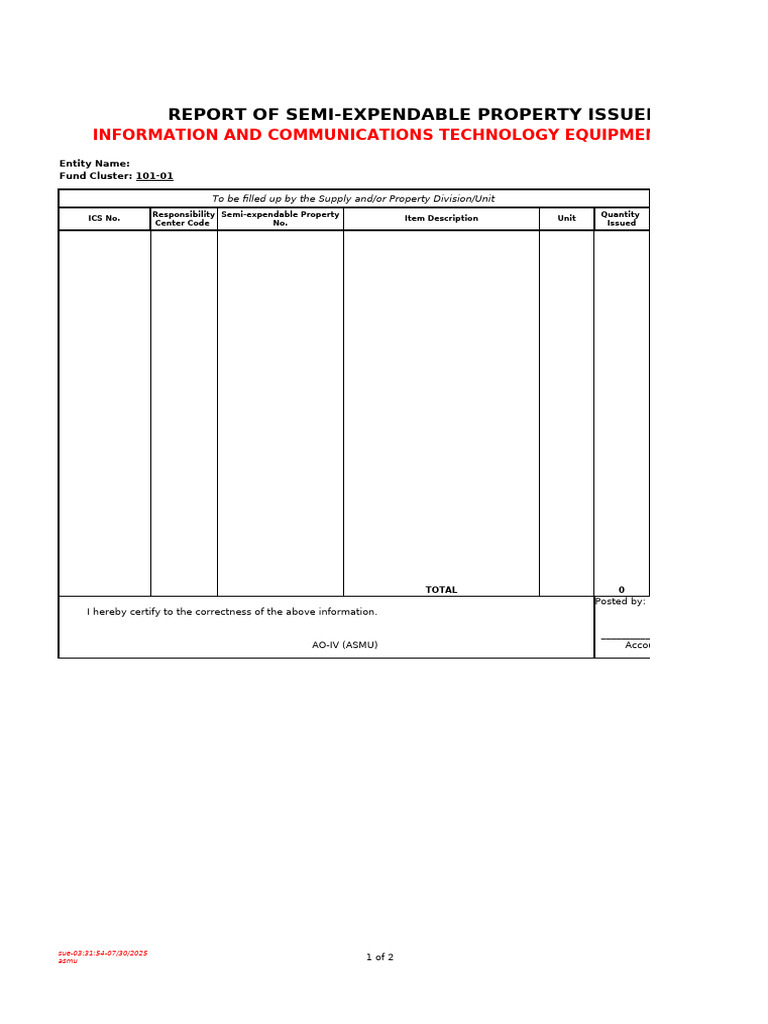 RSPI Report for ICT Equipment Issued | PDF