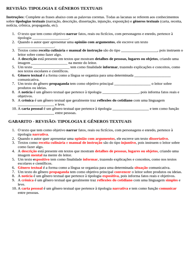 Exercícios de Tipologia Textual para Concursos | PDF | Comunicação humana