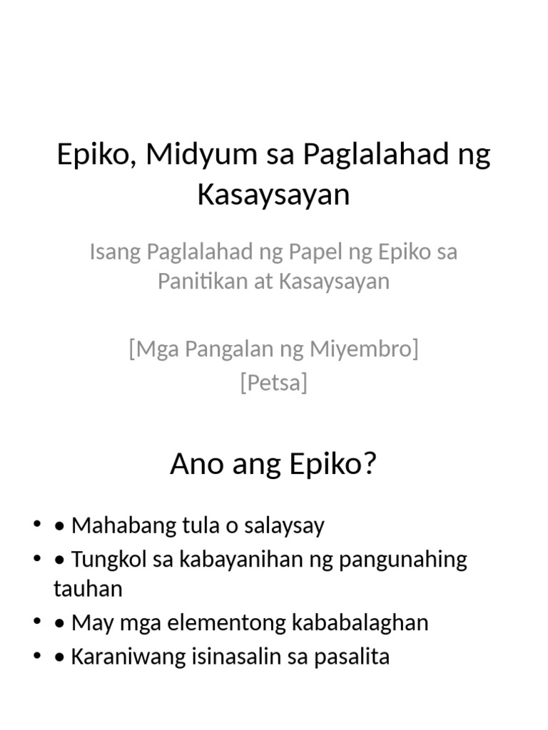 Epiko Presentation | PDF