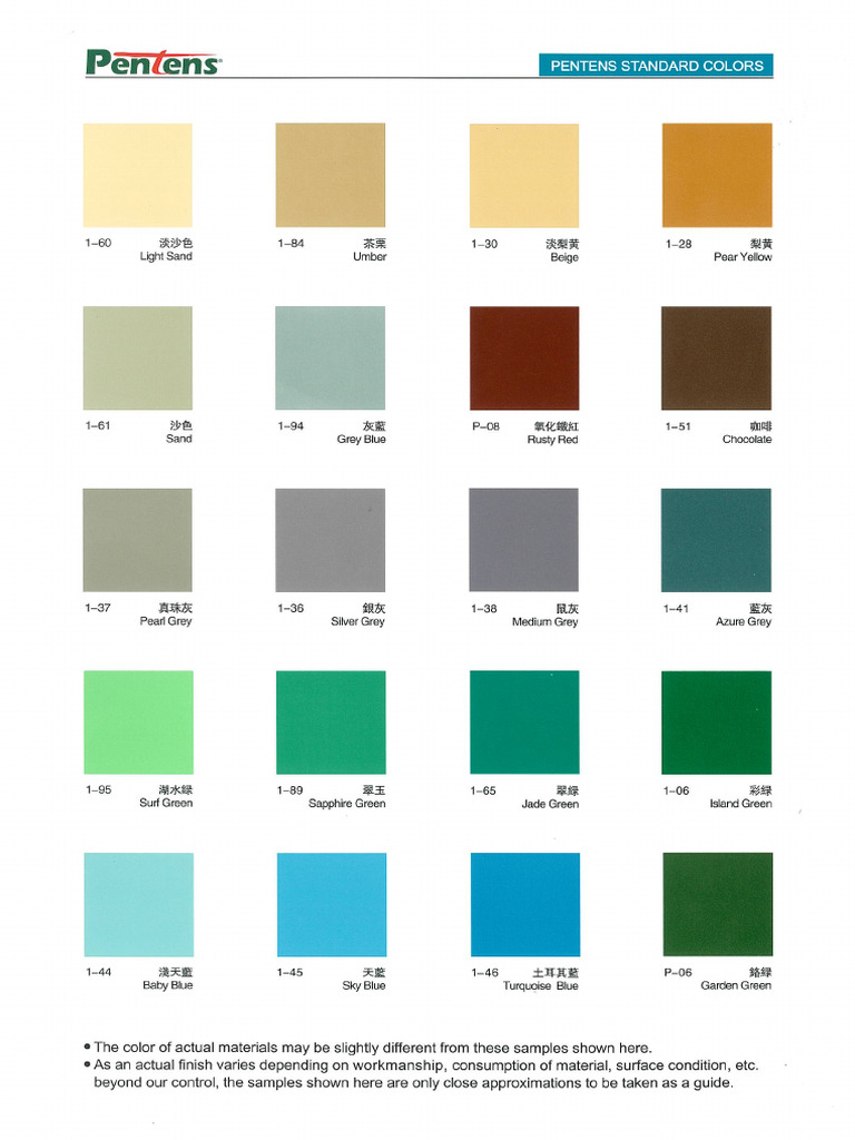 Pentens Standard Colors | PDF