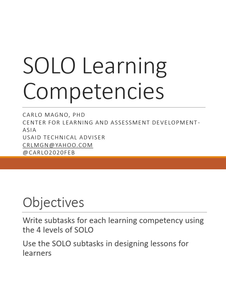 SOLO Framework for Learning Competencies | PDF | Learning | Relevance