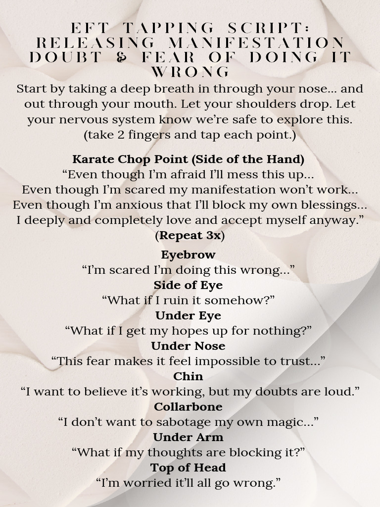 EFT Tapping Script Releasing Manifestation Doubt & Fear of Doing It ...