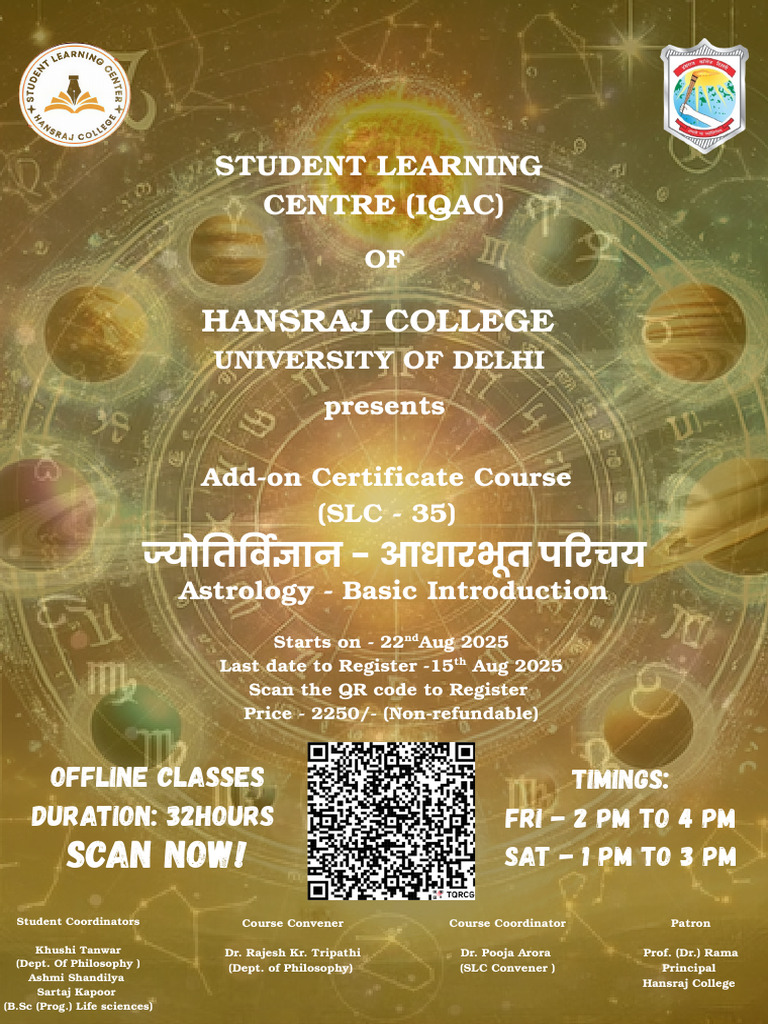 Astrology Basic Course at Hansraj College | PDF
