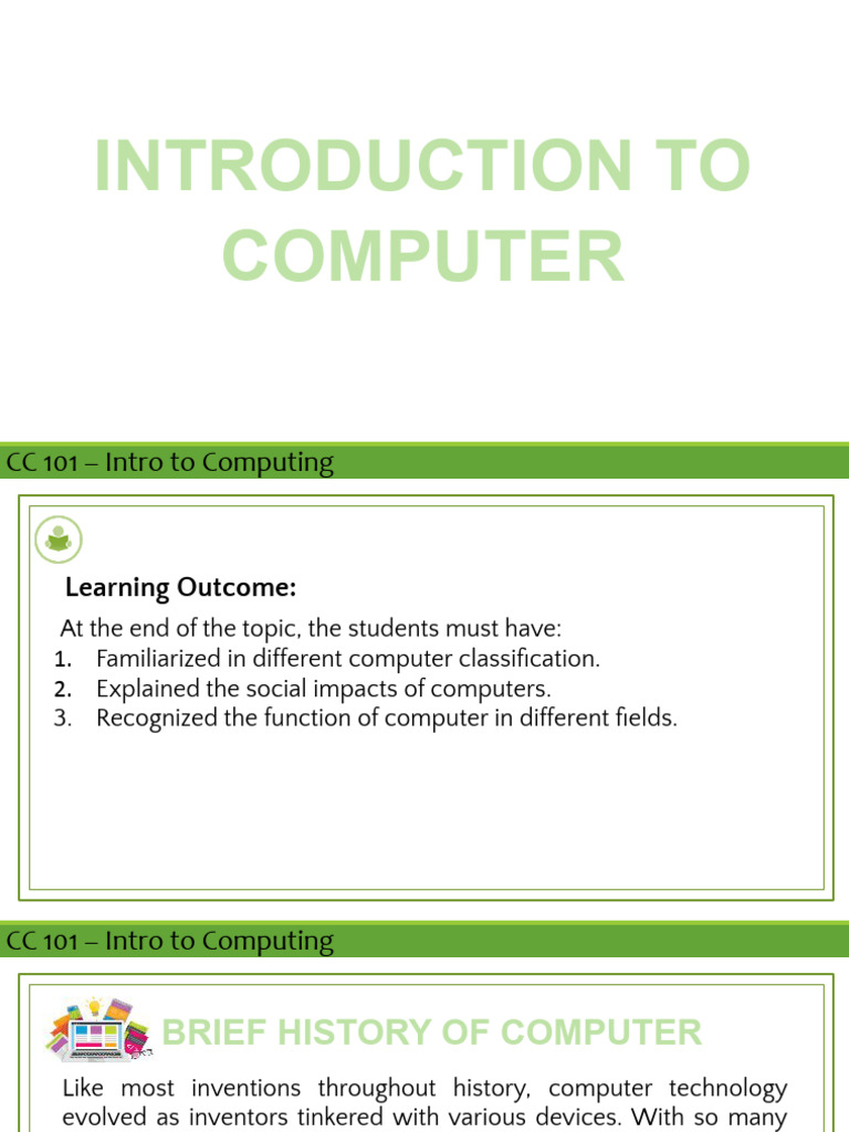 Intro to Computing: History & Impact | PDF | Integrated Circuit ...