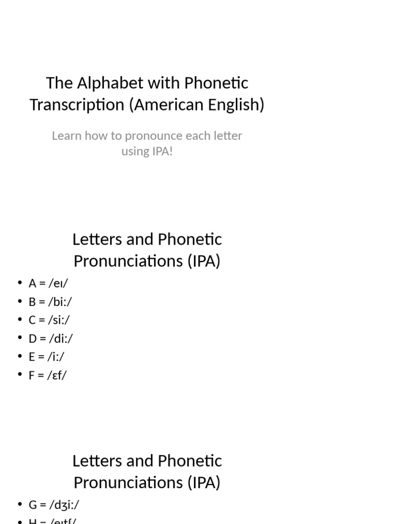 Alphabet With IPA Pronunciation | PDF