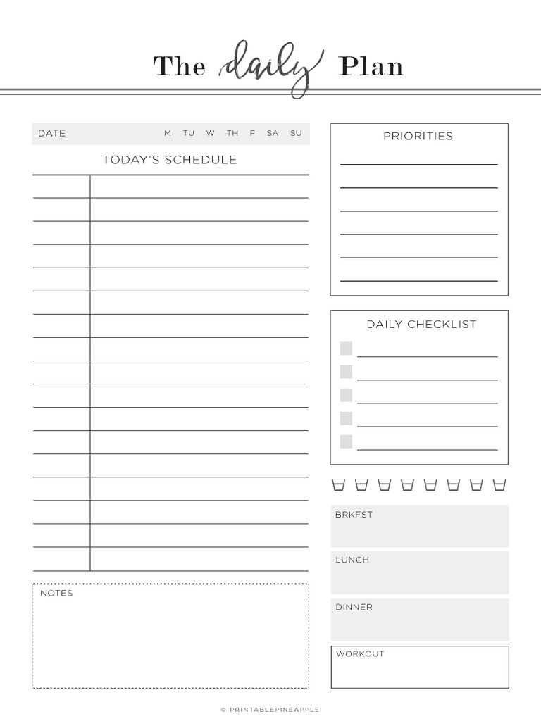 Daily Planner with Checklist | PDF