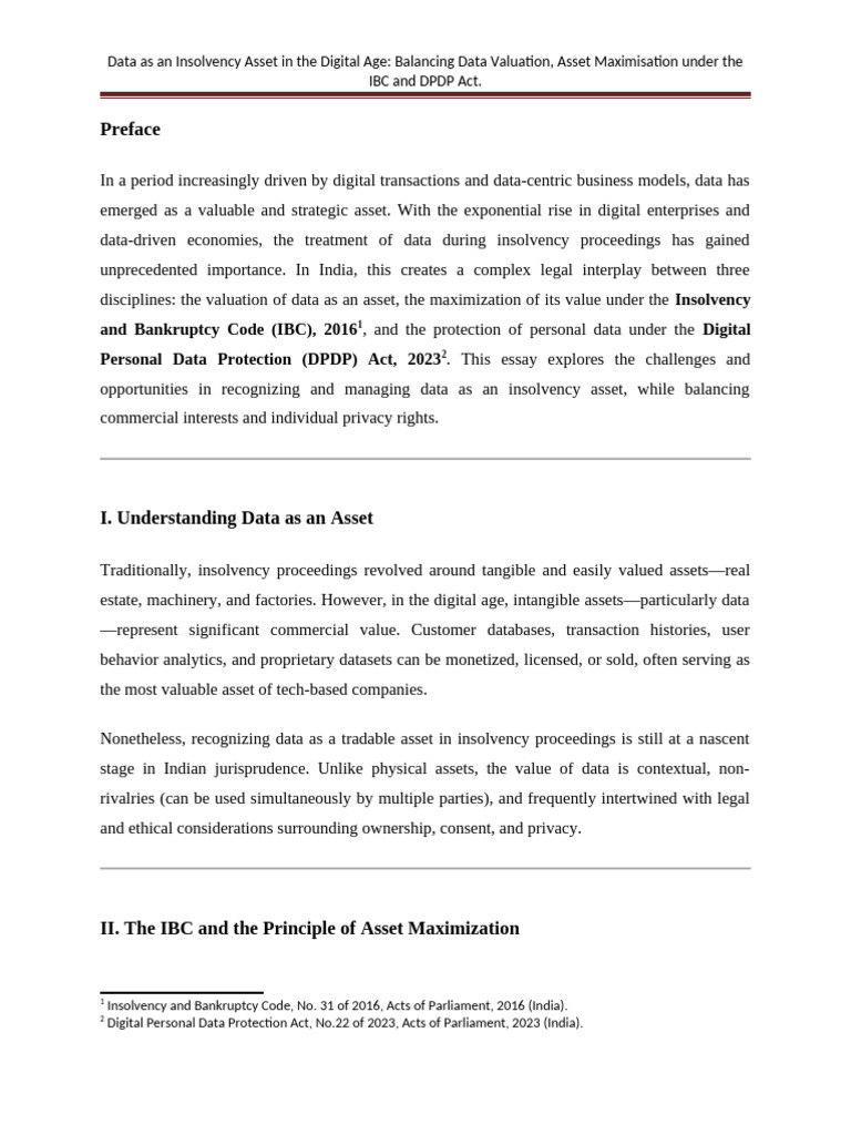 Data as an Asset in Insolvency Law | PDF | Bankruptcy | Information Privacy