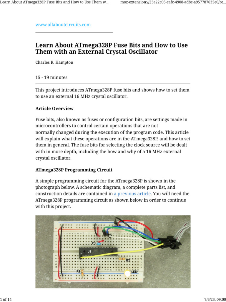 ATmega328P Fuse Bits for Clock Setup | PDF | Booting | Bit