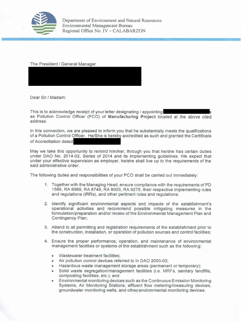 PCO Accred Attachment | PDF