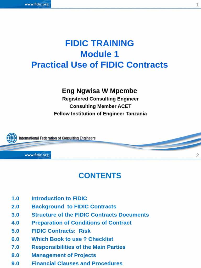 FIDIC Contracts Training Overview | PDF | Employment | Risk