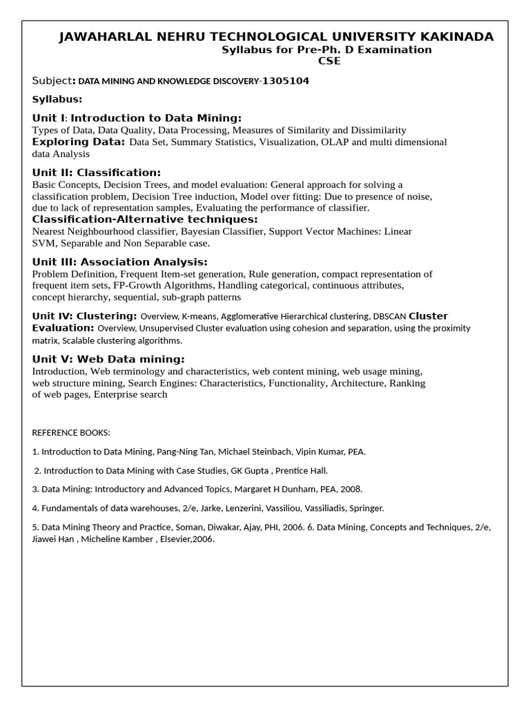 Data Mining and Knowledge Discovery Syllabus | PDF | Xml | Json