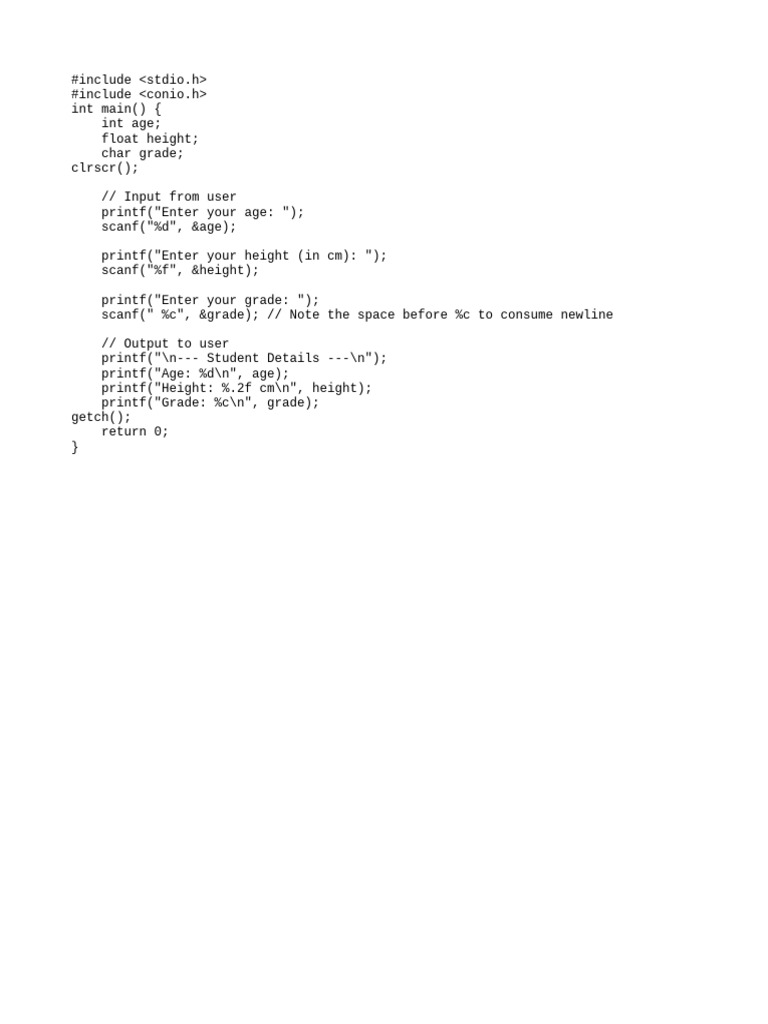 C Program: User Input/Output Example | PDF