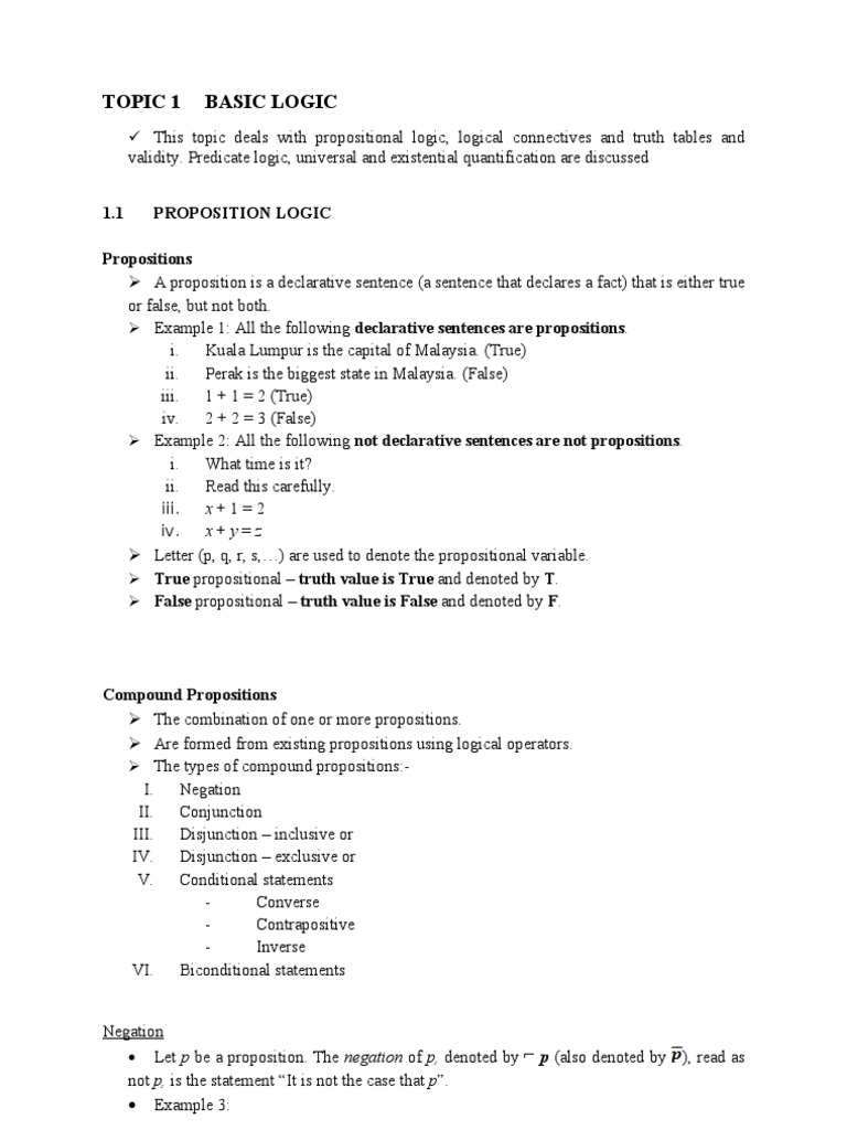 Topic 1 1 Proposition Logic If And Only If Proposition