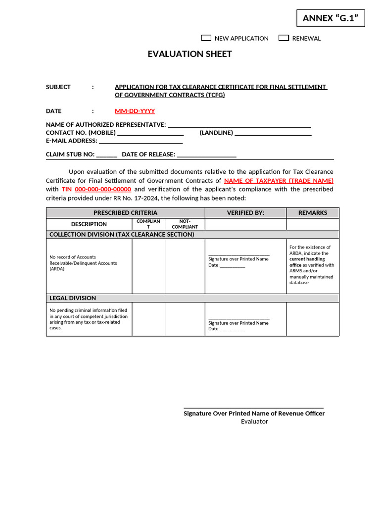 Tax Clearance Certificate Application | PDF | Signature | Government ...