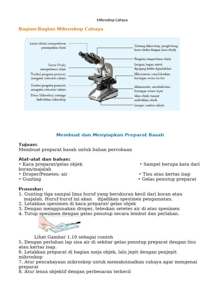 Membuat Preparat Basah untuk Mikroskop | PDF