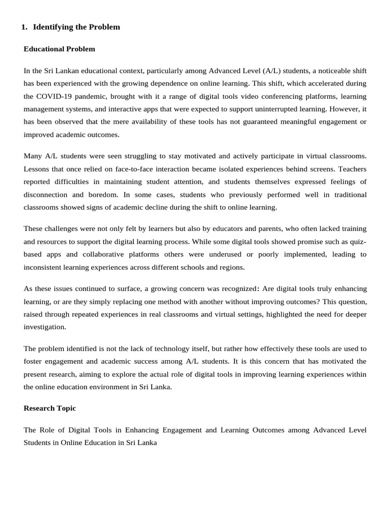 Enhancing A/L Student Engagement Online | PDF | Educational Technology ...