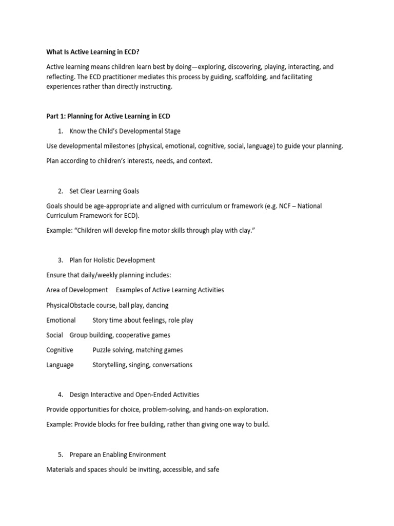 Mediating Active Learning in ECD | PDF | Learning | Psychological Concepts