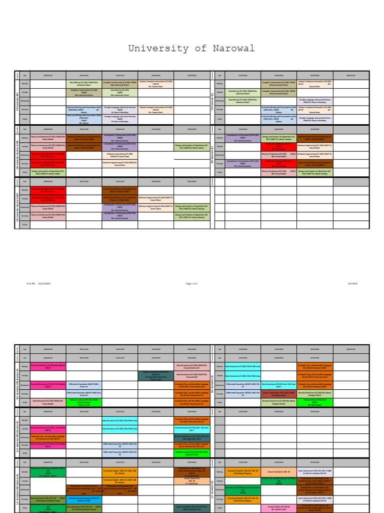 TimeTable Fall-2024 (CS and IT Dept.) .v4 | PDF | Computing | Mathematics