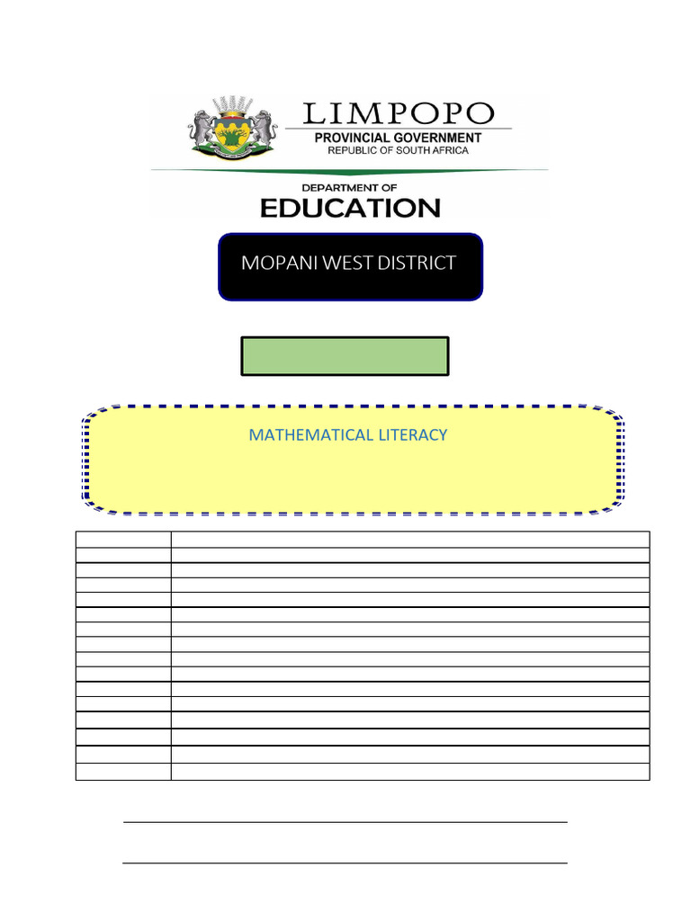 Grade 12 Mathematical Literacy Memo | PDF | Volume | Arithmetic