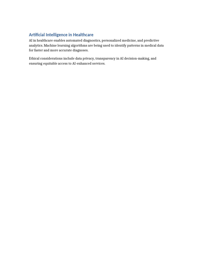 Artificial Intelligence in Healthcare | PDF