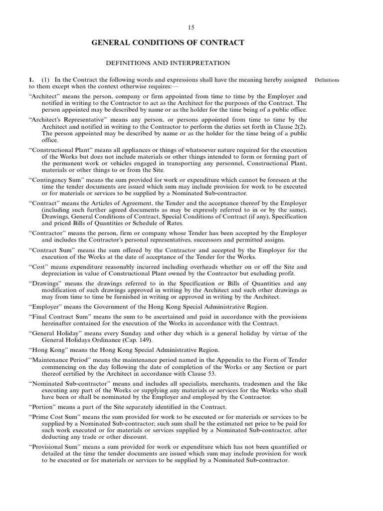 General Conditions of Contract Definitions | PDF | Indemnity | Employment