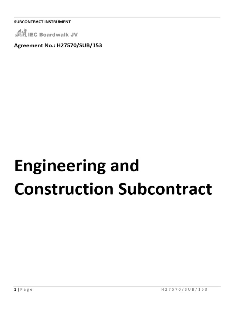 Engineering Subcontract for Boardwalk Project | PDF | Subcontractor ...