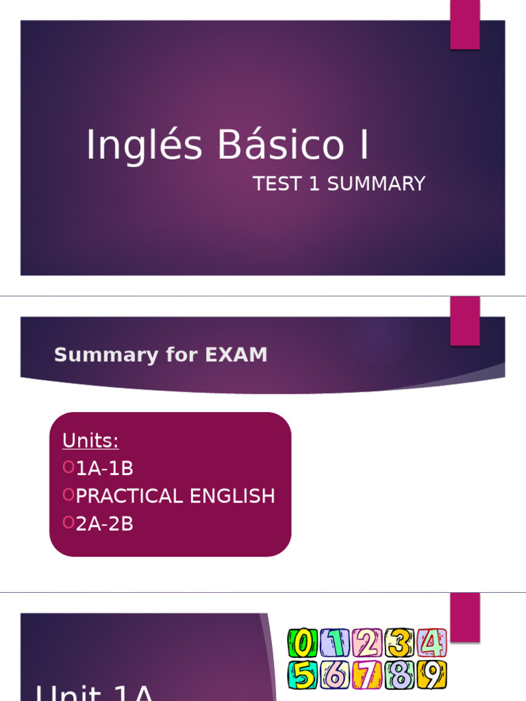 Basic English I: Test 1 Overview | PDF | Phonetics | Languages