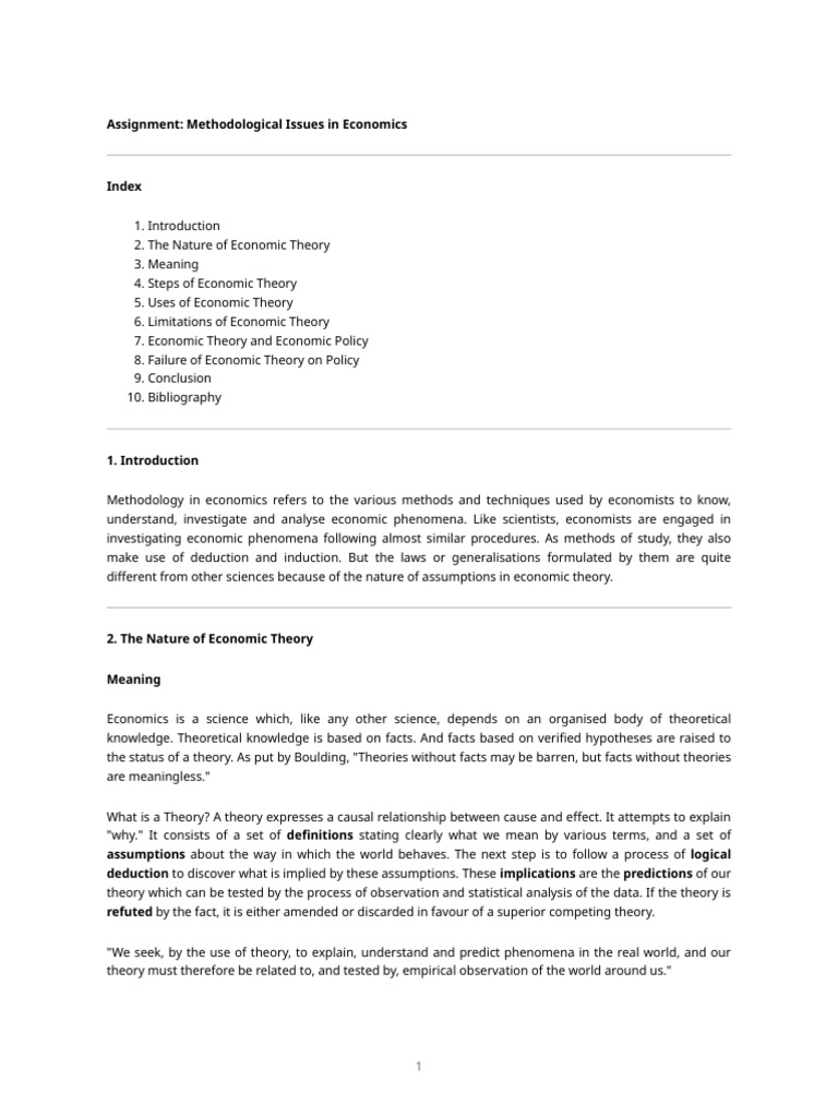 Methodological Issues in Economic Theory | PDF | Theory | Economics