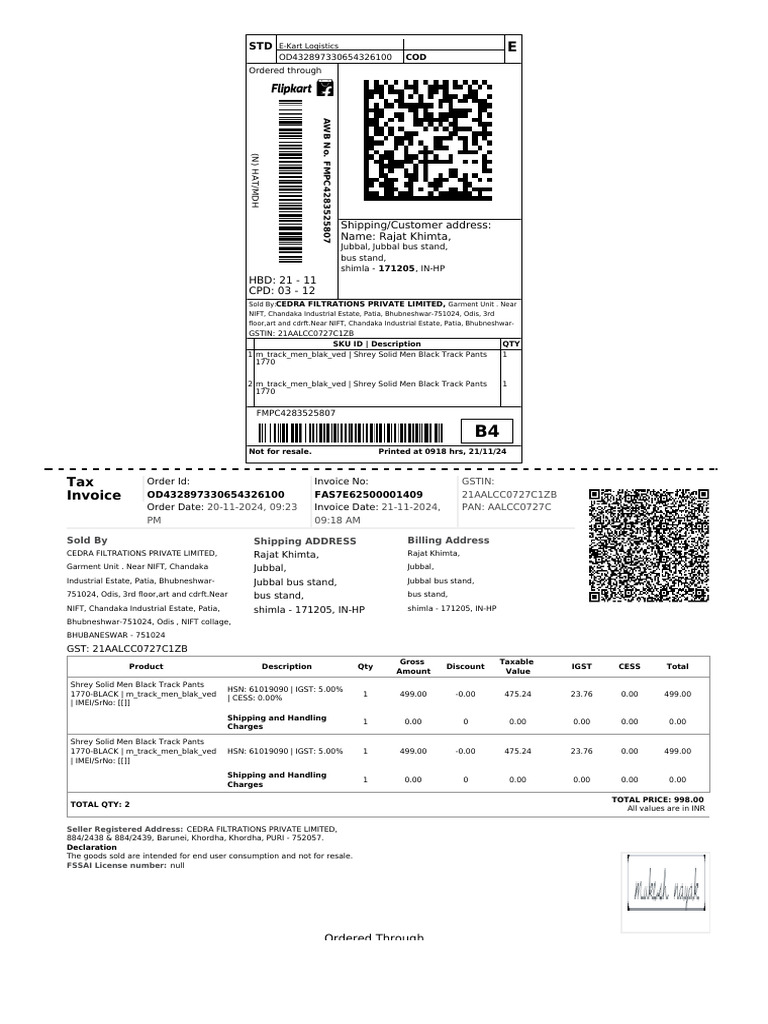 Flipkart Labels 21 Nov 2024-09-18 | PDF | Government | Economy Of India