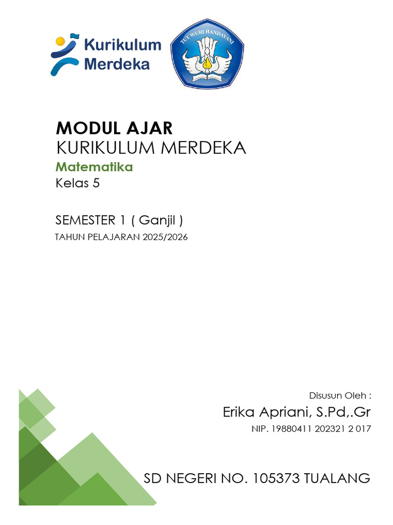Modul Ajar Matematika Kelas 5 Semester 1 | PDF