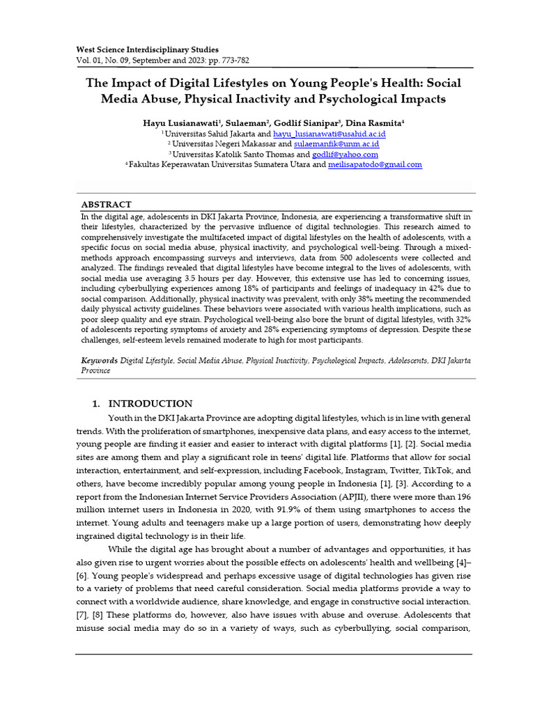 Digital Lifestyles' Impact on Youth Health | PDF | Adolescence ...